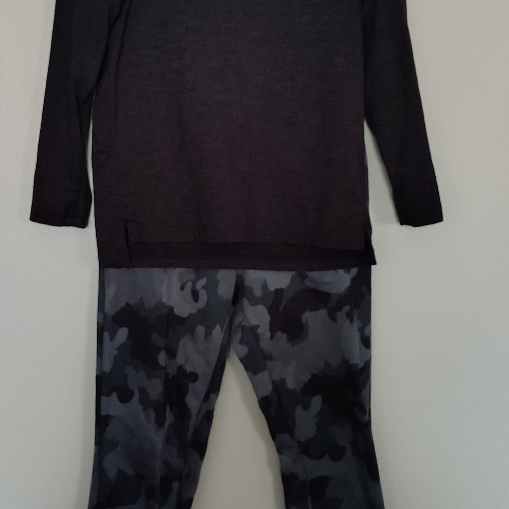 Dark Grey Long Sleeve Top with Camouflage Pants 7/8.